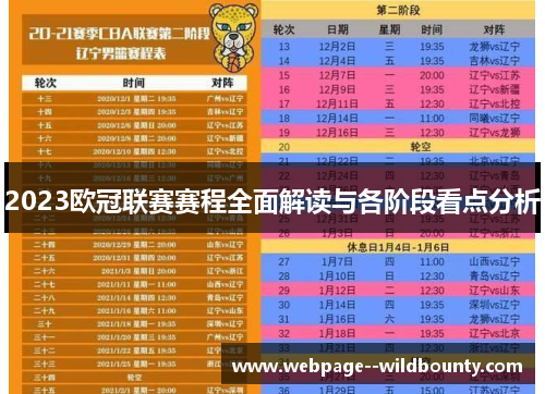 2023欧冠联赛赛程全面解读与各阶段看点分析